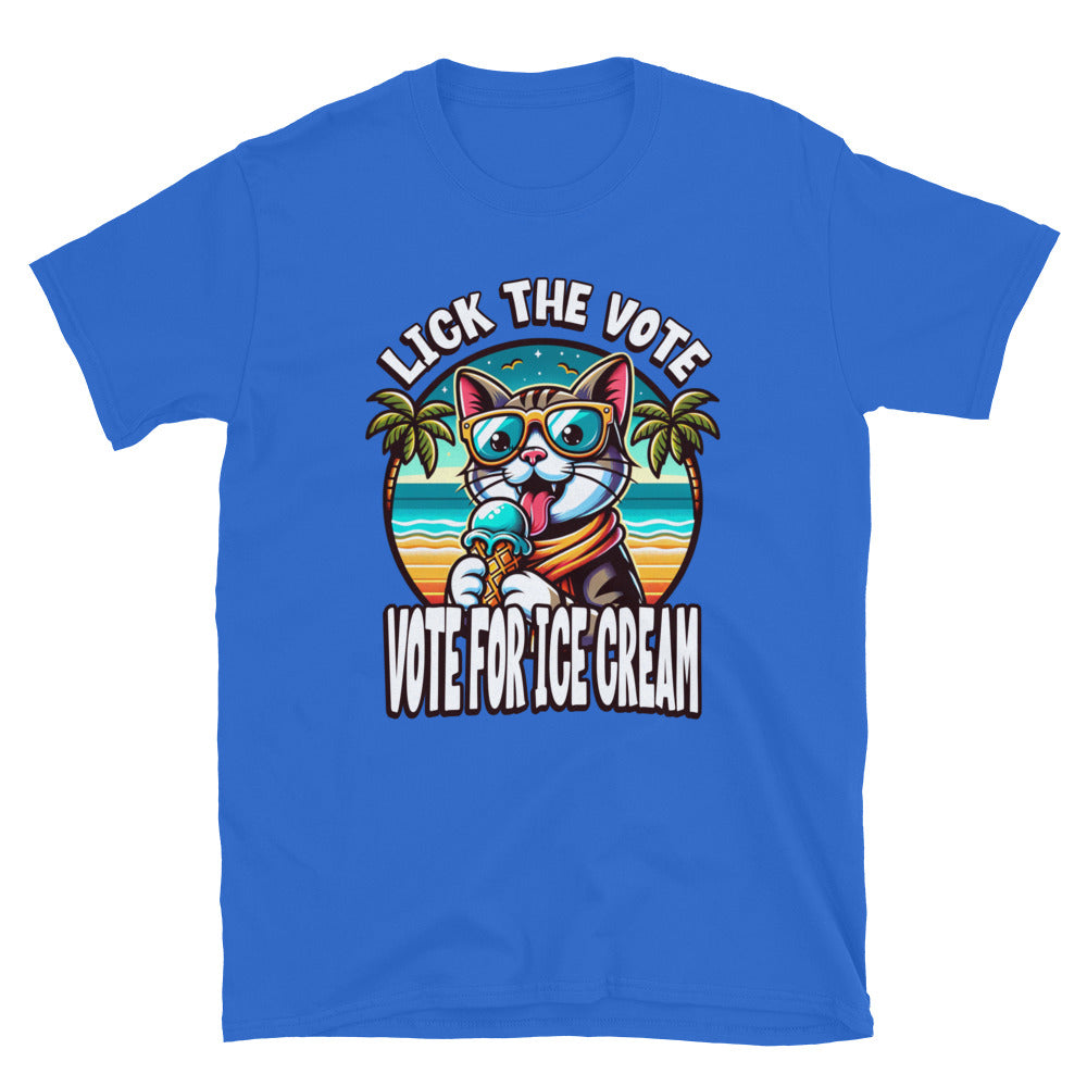 Lick The Vote Ice Cream Cat TShirt - Royal Color - https://ascensionemporium.net